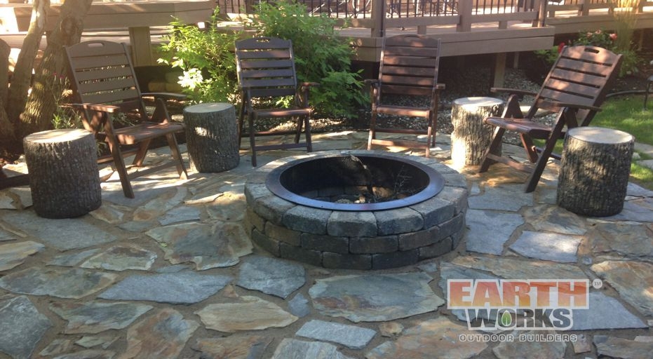 Aqua Blue & Pompeii Ash flagstone patio